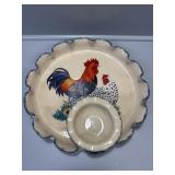 Home and Gardens Rooster Chip and Dip plate
