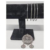 Silver Toned Bangle Bracelets, Silver Toned