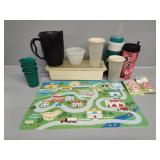 Travel Mugs, Plastic Cups and (2) Birthday candles