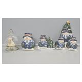 Snowman salt and pepper, spoon rest, napkins