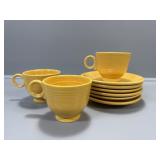 Fiesta Yellow (3) cups, (6) saucers