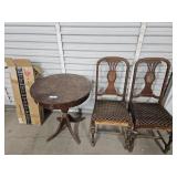 Round Wooden Table with 2 Chairs