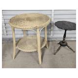 Wicker Table, Wooden End Table
