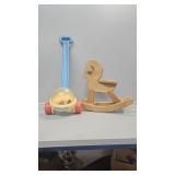 Fisher Price  popcorn popper, doll rocking horse