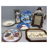 Snowman picture frame, Snowman plate, Tin