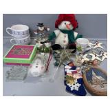 Snowmen cups, Christmas star, Snowman water globe