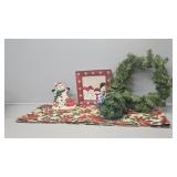 St. Nicholas Square plate, snowman candle holder