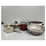 Pots, tomato strainer, tomato grinder, more