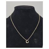Gold Toned Heart Necklace with 2 Stones