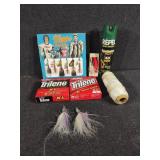 Fishing line, fishing lures, bug spray