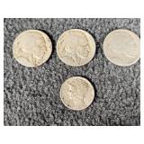Buffalo Nickles(3), Mercury Dime(1)