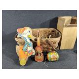 Basket with Vintage Kids Toys