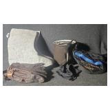 Cabelas back packer, boot liners lg, gloves, and