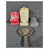 Tin Match Holders, Bell, Superflame Cast Iron Pan