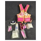 Fishing hooks, lures,kids life jacket