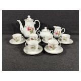 Floral Tea Pot, Creamer and Saucer, Tea Cups &
