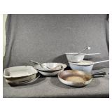 Enamel pots, pans, spoons