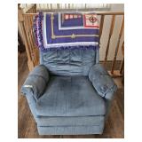 Blue Recliner with Blanket
