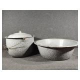 Enamel Pot and Bowl