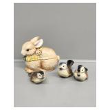 Bird Figurines, Rabbit Jar