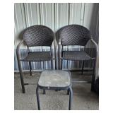 Plastic Wicker Chairs, Small Table