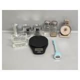 Salt and Pepper Shakers, Thermometer, Scale