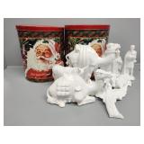 Holiday Tins & White Manger Scene
