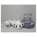 Blue and White England Dish Set