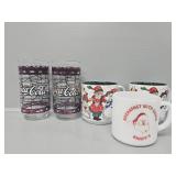 Coca-Cola Glass Tumbler, Christmas Mugs