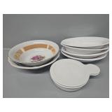 Decorative Bowls, White Oval Bowls, Corning Ware