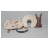 Rosetti purse, neck pillow, belt, shot wells