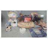 Panty hose, purse, candles, figurines