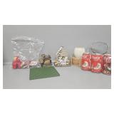 Candy jar, coasters, bird floral napkins holder,