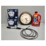 LED Light, Clock, Drano and Drain Snake