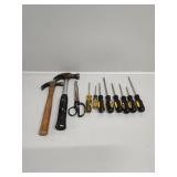 Hammer and Assorted Screwdrivers