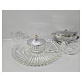 Glass Snack Tray, Metal Gravy Boat