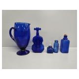 Cobalt Blue Dishes:Vase, Decanter, Bottle, G