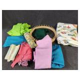 Wooden Loom with Fabric Pieces