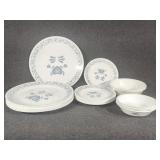 Corelle Blue Hearts Plates and Bowl