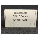 20 Cartridges Cal 5.56 55 Gr, Ball