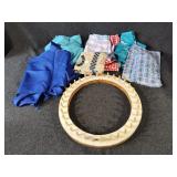 Wooden Loom and Assorted Fabric