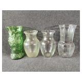 Clear Glass Vases, Green Vase
