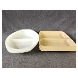 Pyrex Divided White Dish, Brown Tupperware