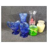 Blue Presidential Glass with Creamer and Sugar