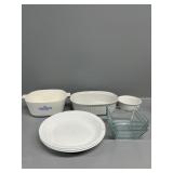 Corning Ware casserole dishes (3), Corelle