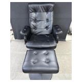 Black Leather Arm Chair with Leg Rest