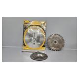 Dewalt 12" 32&80T blades, grinding wheels. More