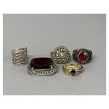 Marcasite Wide Band Ring, Art Deco Pin