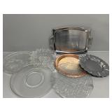 Glass Serving trays(4), metal Serving trays(3)