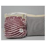Throw Pillows, Red and White Blanket